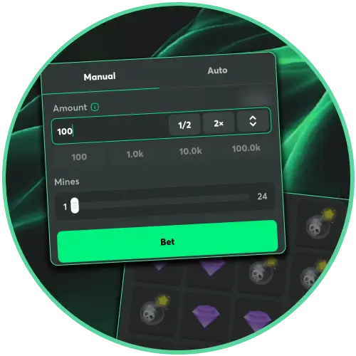 Adjust your risk level on the BC Game Mines game, and control your volatility.